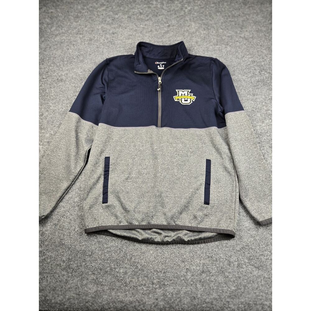 Champion Marquette University Golden Eagles Gray 1/4 Zip Pullover Men's M #943 - Picture 5 of 9